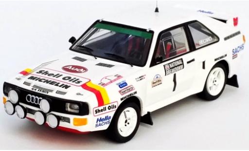 Modelauto Audi Sport Quattro rallye No.1 S Oils National Breakdown Rally 1986 H.Mikkola/A.Hertz 1/43 Trofeu