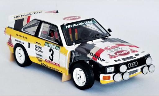 Modelauto Audi Sport Quattro rallye No.3 HB Team HB Rally WM Rally Portugal 1985 damaged S.Blomqvist/B.Cederberg 1/43 Trofeu