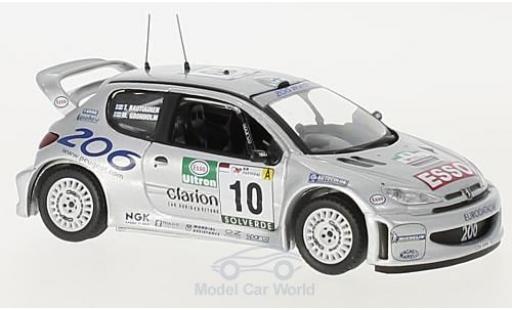 Modelauto Peugeot 206 WRC No.10 Rally WM Rally Portugal 2000 M.Gr&Atilde;&para;nholm/T.Rautiainen 1/43 Trofeu