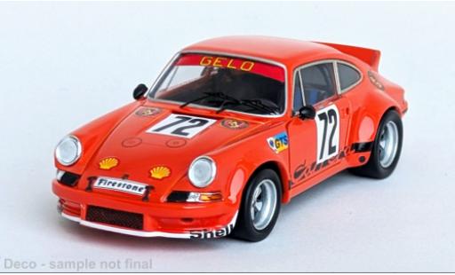 Modelauto Porsche 911 RSR Carrera oranje 24h Le Mans 1974 #72 1/43 Trofeu