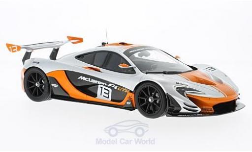 Modelauto McLaren P1 GTR - grijs/oranje No.13 2015 1/18 TrueScale Miniatures