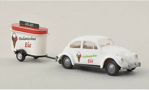 Volkswagen Kafer Base 1/87 Brekina Gelati - Italienisches Eis met Verkaufsanhanger modelauto