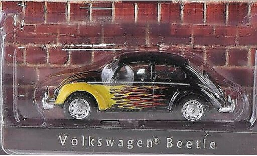 Volkswagen Kafer Base 1/64 Greenlight zwart met Flammendekor modelauto
