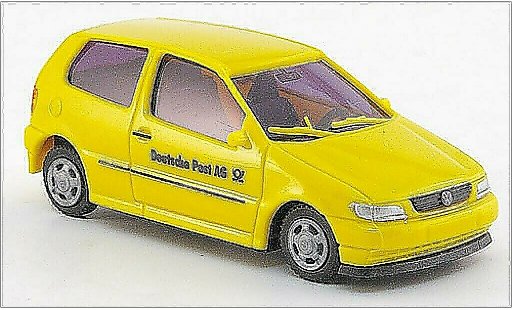 Volkswagen Polo Base 1/87 AWM geel Deutsche Post 1995 modelauto