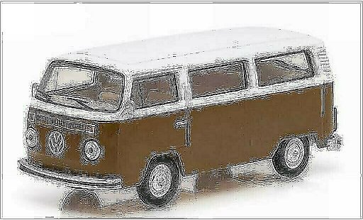 Volkswagen T2 B 1/64 Greenlight Bus Champagne Edition bruin/wit 1977 modelauto
