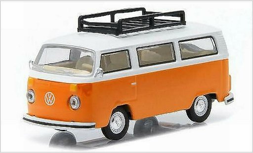Volkswagen T2 B 1/64 Greenlight Bus oranje/wit 1974 modelauto