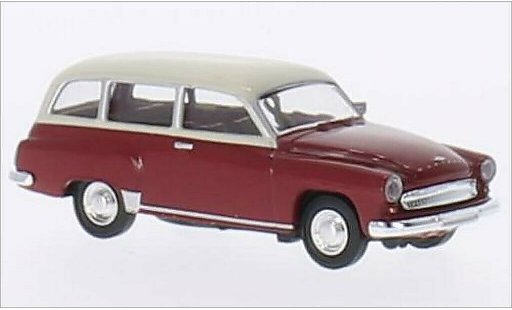 Wartburg 311 Kombi 1/87 Brekina Stationwagen rood/beige modelauto