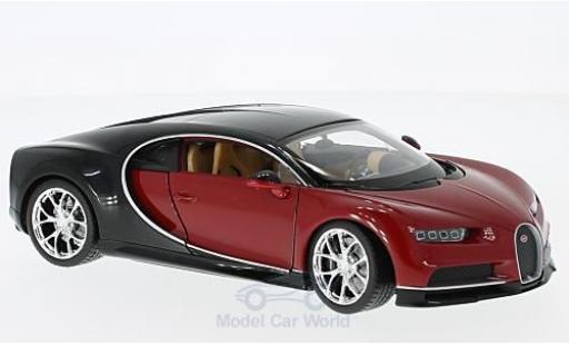 Modelauto Bugatti Chiron coupe rood/zwart 2016 1/24 Welly