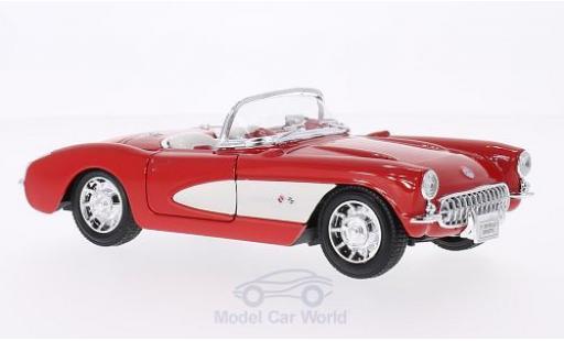 Modelauto Chevrolet Corvette Convertible rood/wit 1957 1/24 Welly