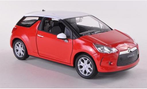 Modelauto DS Automobiles DS3 Berline Citroen rood/wit 1/24 Welly