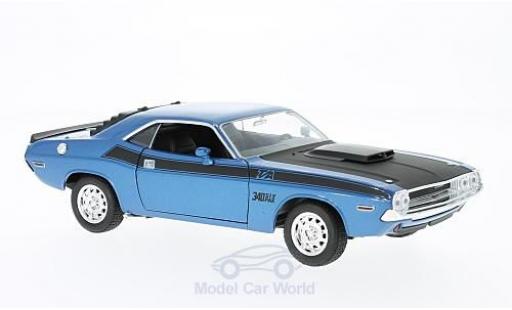 Modelauto Dodge Challenger T/A metallic blauw/zwart 1970 1/24 Welly