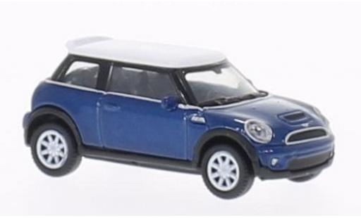 Modelauto Mini Cooper S blauw/wit 1/87 Welly