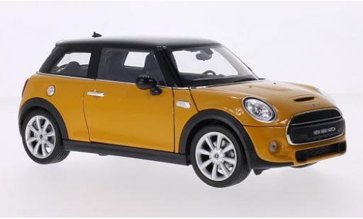 Modelauto Mini Cooper S geel 1/18 Welly