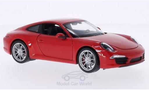 Modelauto Porsche 911 S Carrera rood 1/18 Welly