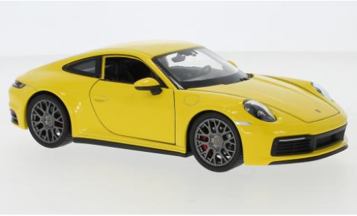 Modelauto Porsche 911 4S Carrera geel 1/24 Welly