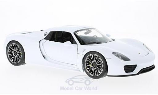Modelauto Porsche 918 Base Spyder wit/zwart 2011 Hard Top zonder Vitrine 1/18 Welly