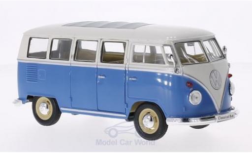 Modelauto Volkswagen T1 B Bus blauw/wit 1963 1/24 Welly