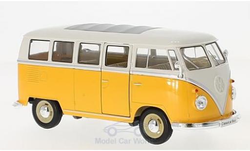 Modelauto Volkswagen T1 B Bus geel/wit 1963 1/24 Welly
