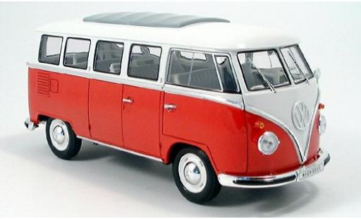 Modelauto Volkswagen T1 B Bus rood/wit 1962 1/18 Welly