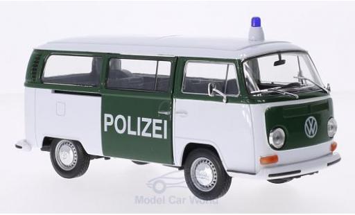 Modelauto Volkswagen T2 B Bus wit/groen Politie 1972 1/24 Welly