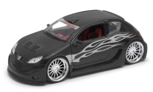 Modelauto Peugeot 206 Base mate zwart/D&Atilde;&copy;corer 1/24 Welly