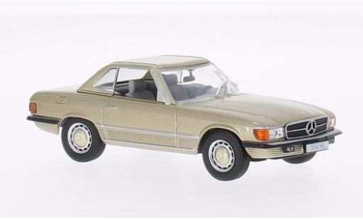 Modelauto Mercedes 350 Base SL (R107) metallic beige 1971 avec Hardtop 1/43 WhiteBox