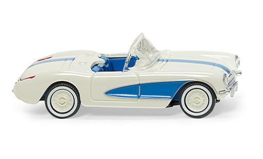 Modelauto Chevrolet Corvette Convertible (C1) Cabriolet wit/blauw 1953 1/87 Wiking