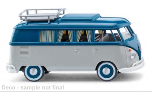 Modelauto Volkswagen T1 B bus caravane grijs clair/blauw 1963 1/87 Wiking