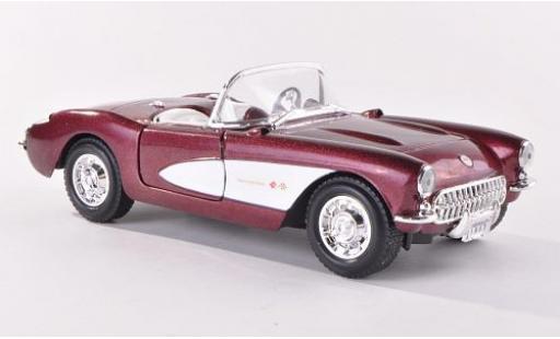 Modelauto Chevrolet Corvette Convertible C1 metallic rood/wit 1957 1/24 Yat Ming